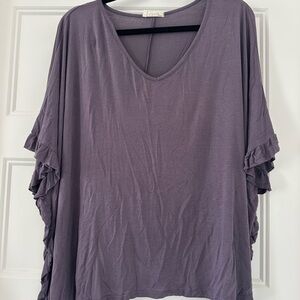 Purple Flutter Sleeve Blouse with Relaxed Fit